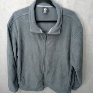 5 Star men's gray fleece full zip sweater sz XXL. Pit-p 27". Length 34". Pb1 150
